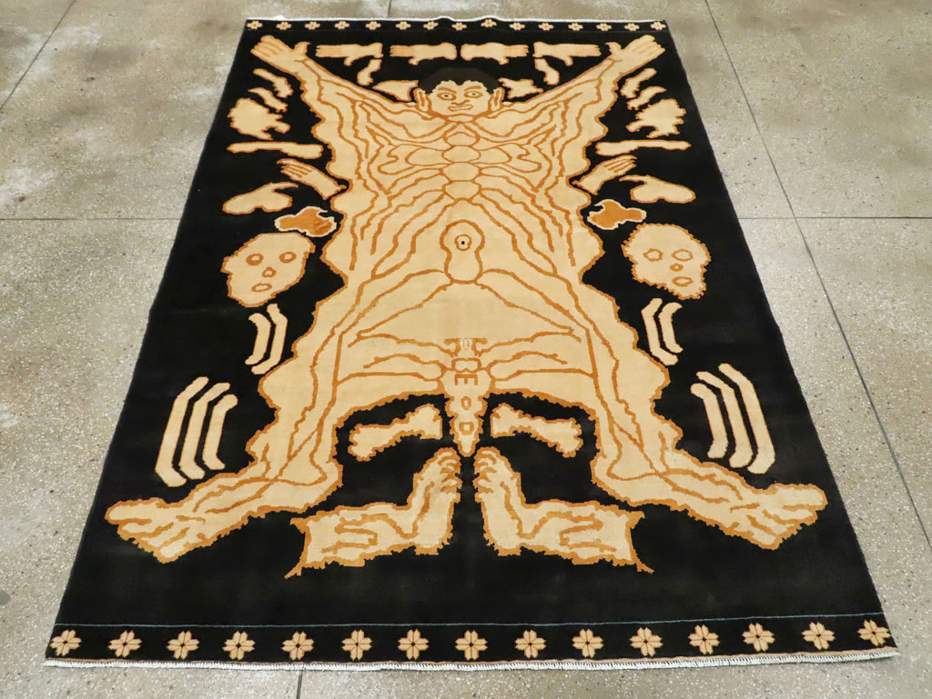 Tibetan Inspired Modern Buddhist Tantric Skeleton Ritual Rug, No.29523 - Galerie Shabab