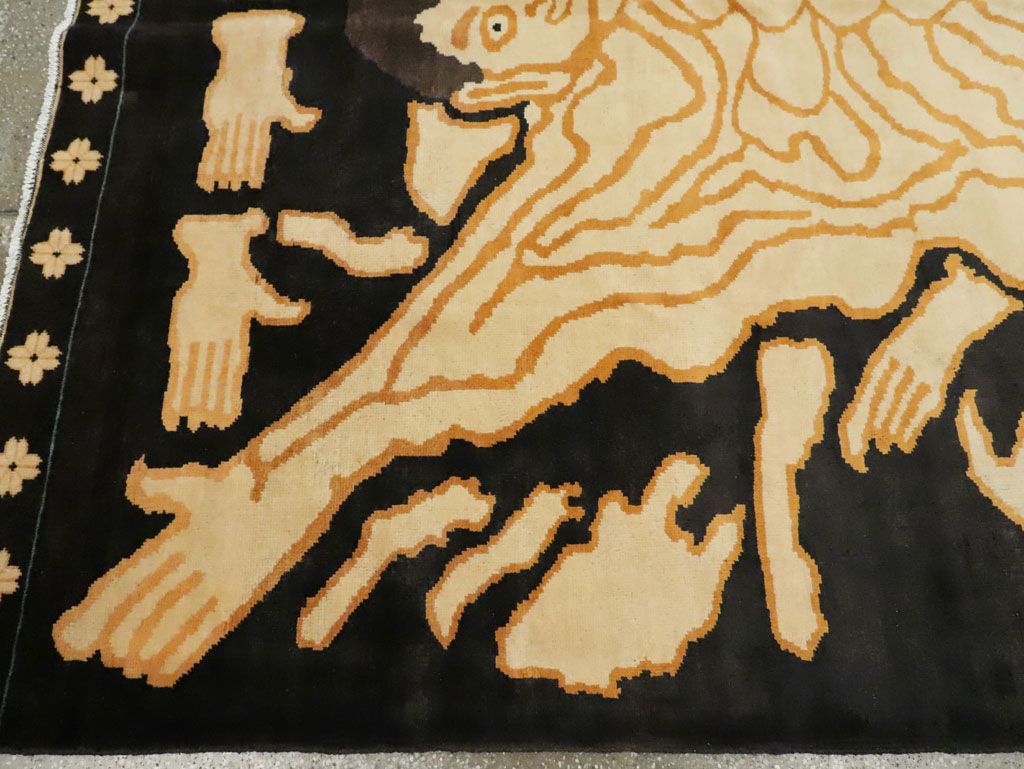 Tibetan Inspired Modern Buddhist Tantric Skeleton Ritual Rug, No.29523 - Galerie Shabab