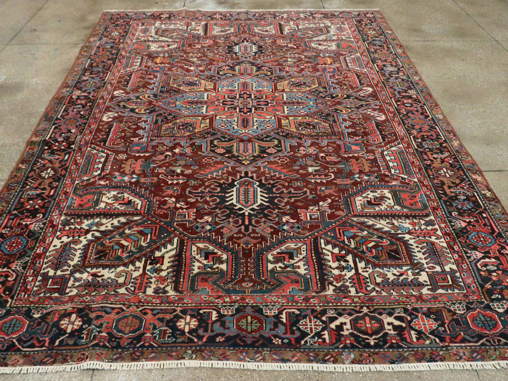 Vintage Persian Heriz Room Size Carpet, No.29524 - Galerie Shabab
