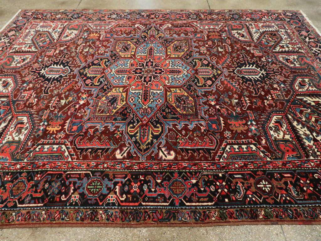 Vintage Persian Heriz Room Size Carpet, No.29524 - Galerie Shabab
