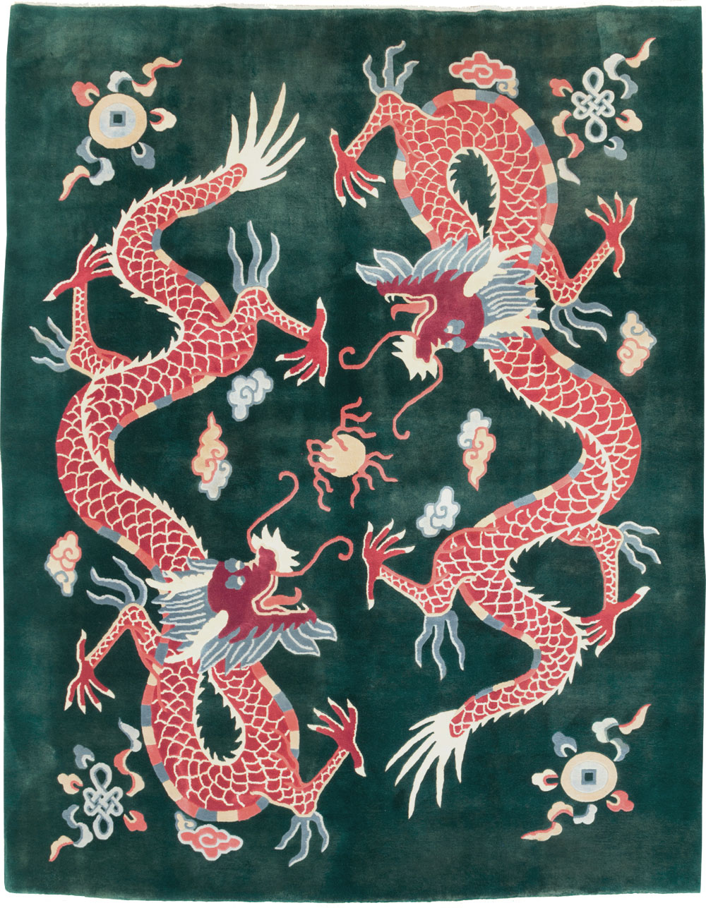 Vintage Chinese Dragon Art Deco Carpet, No.29530 - Galerie Shabab