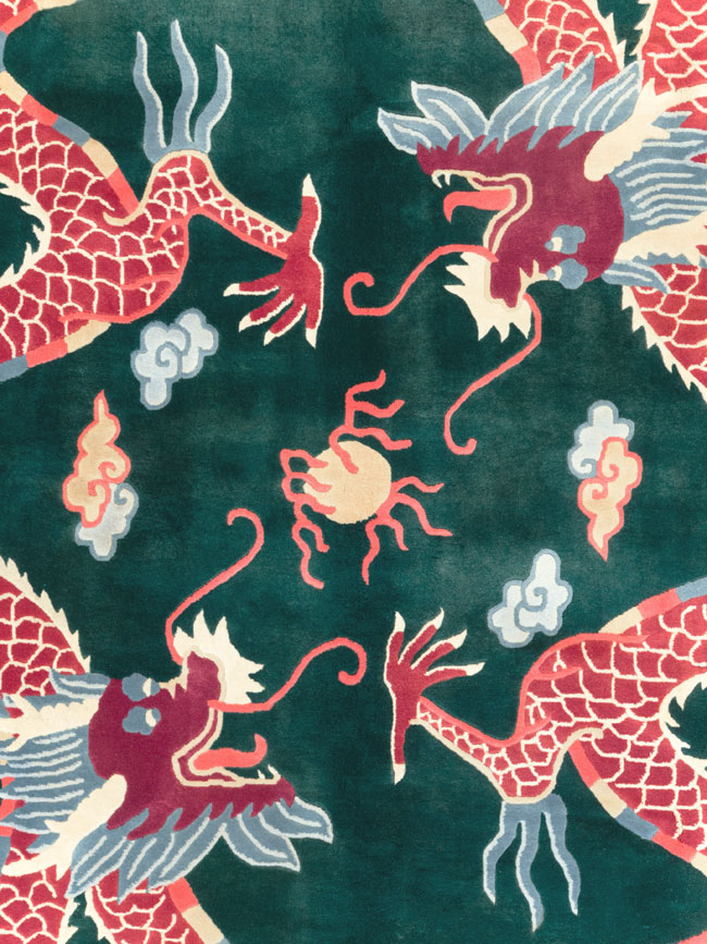 Vintage Chinese Dragon Art Deco Carpet, No.29530 - Galerie Shabab