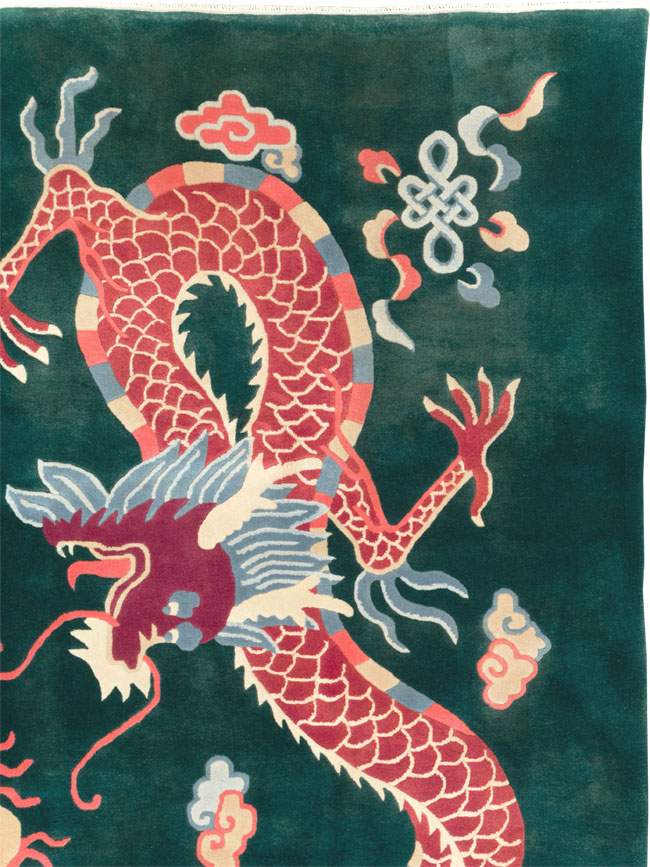 Vintage Chinese Dragon Art Deco Carpet, No.29530 - Galerie Shabab