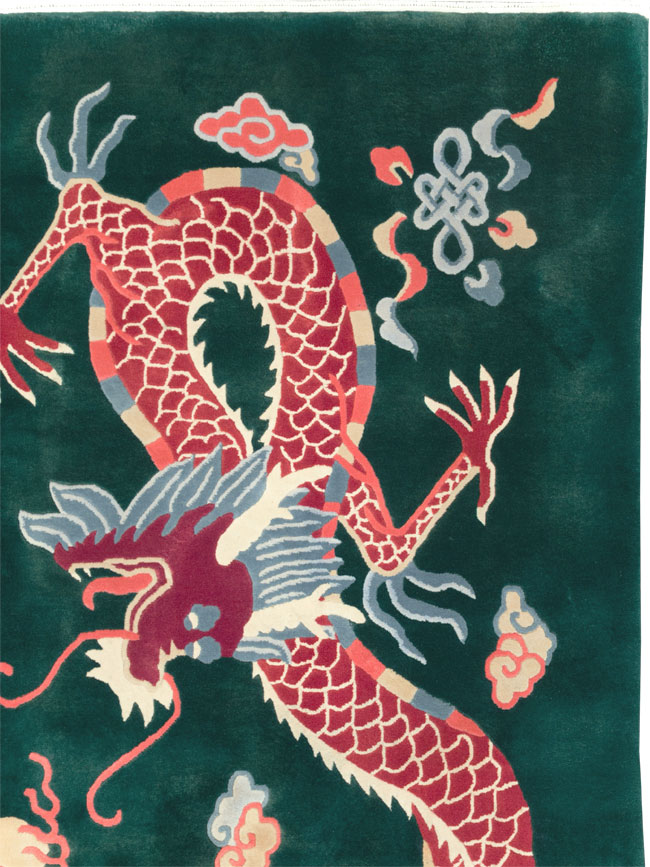 Vintage Chinese Dragon Art Deco Carpet, No.29530 - Galerie Shabab