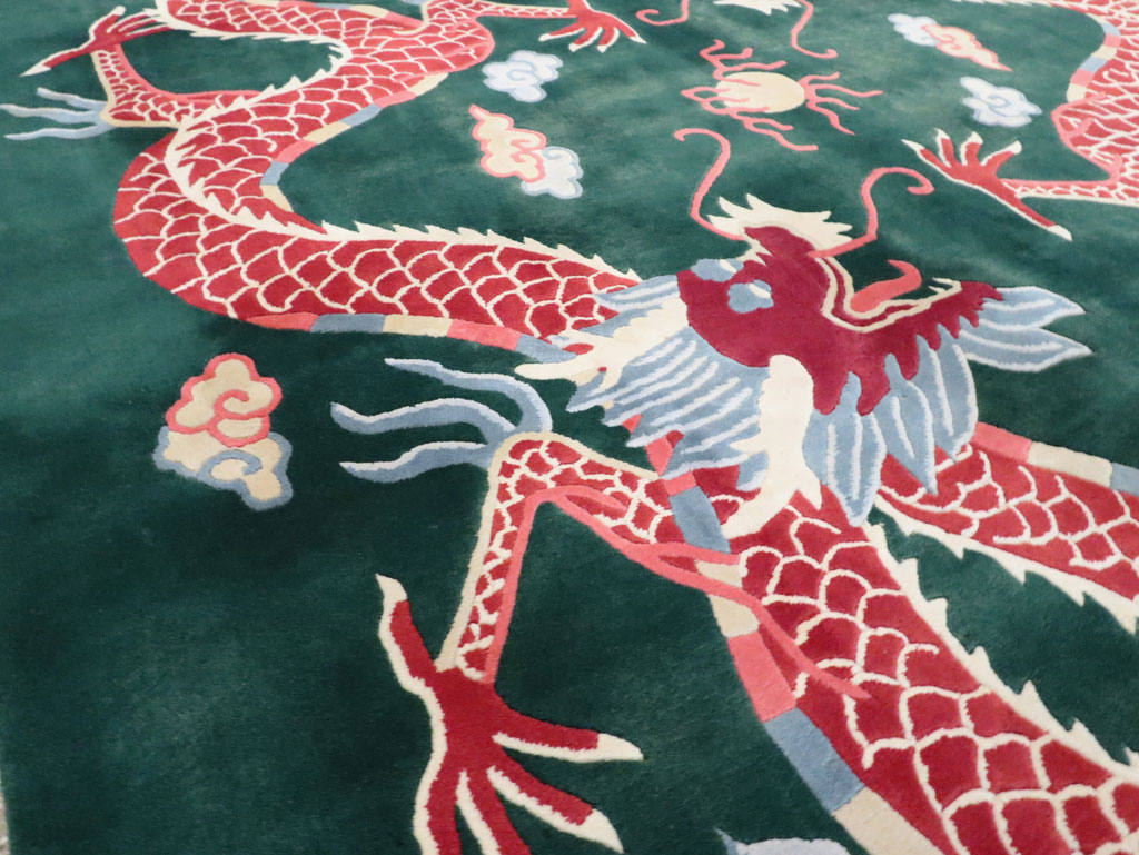 Vintage Chinese Dragon Art Deco Carpet, No.29530 - Galerie Shabab