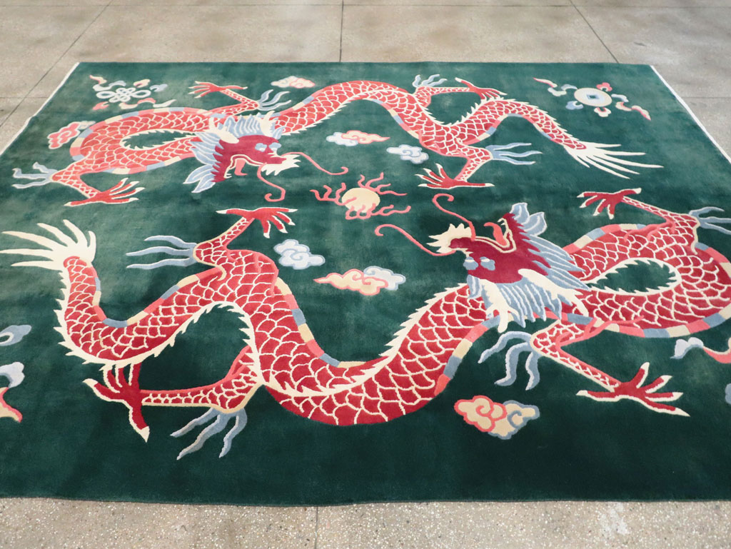 Vintage Chinese Dragon Art Deco Carpet, No.29530 - Galerie Shabab
