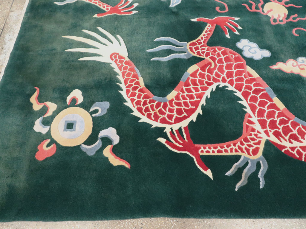 Vintage Chinese Dragon Art Deco Carpet, No.29530 - Galerie Shabab