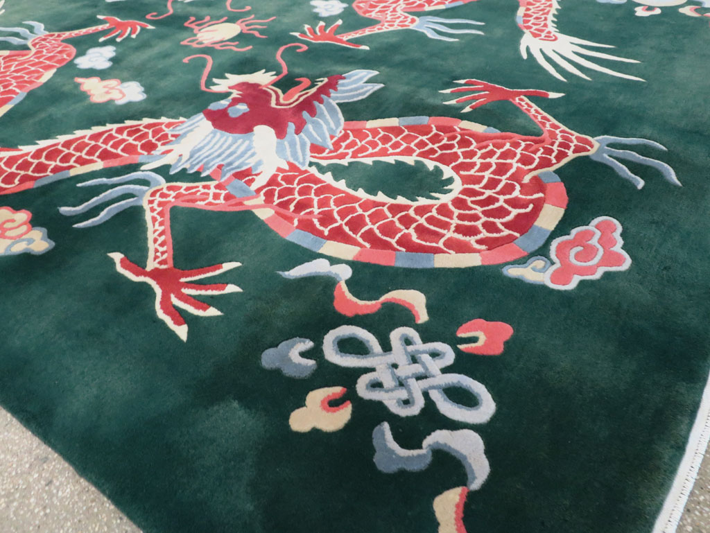 Vintage Chinese Dragon Art Deco Carpet, No.29530 - Galerie Shabab