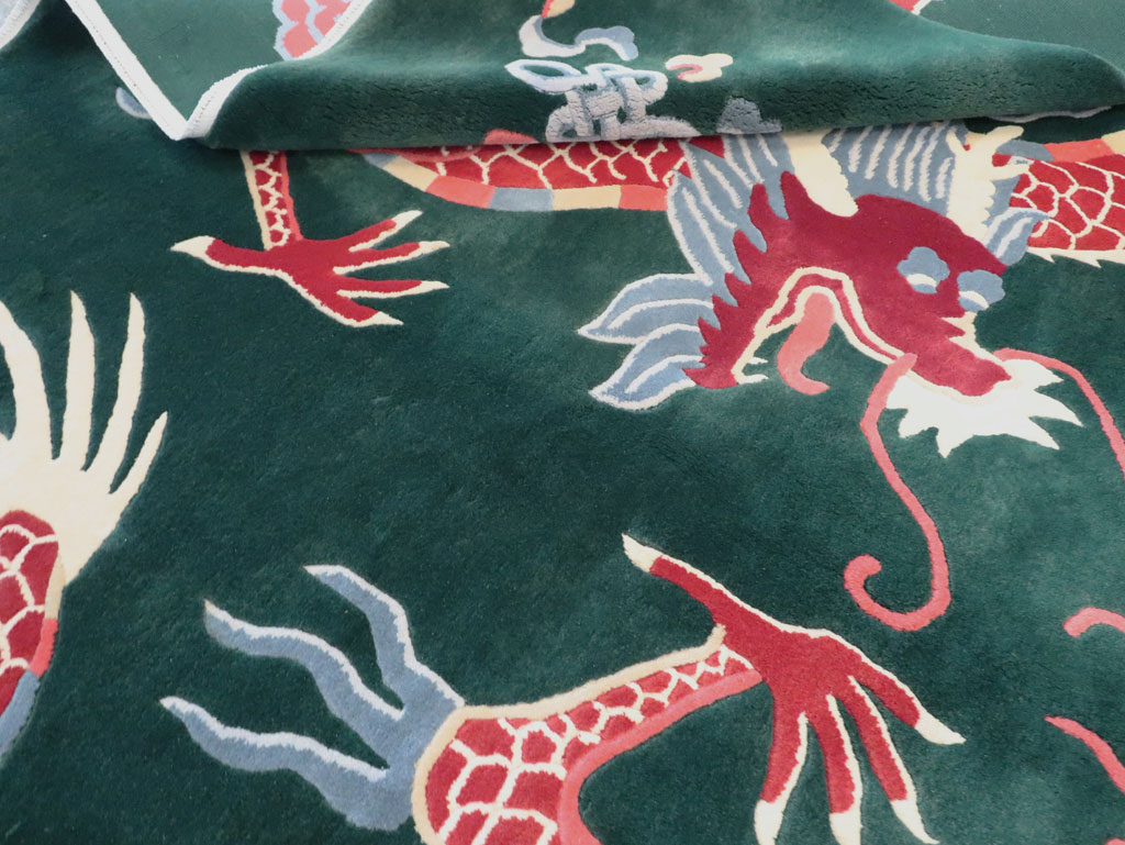 Vintage Chinese Dragon Art Deco Carpet, No.29530 - Galerie Shabab