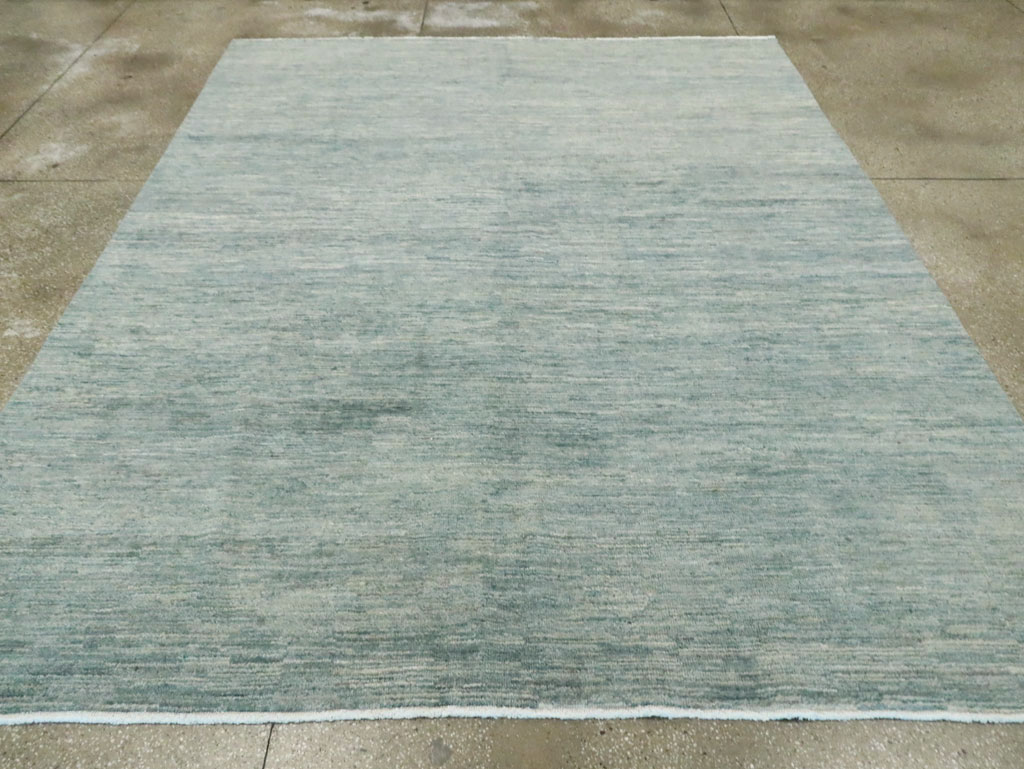 Contemporary Seafoam Turkish Anatolian Room Size Carpet, No.29542 - Galerie Shabab