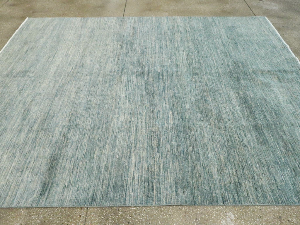 Contemporary Seafoam Turkish Anatolian Room Size Carpet, No.29542 - Galerie Shabab