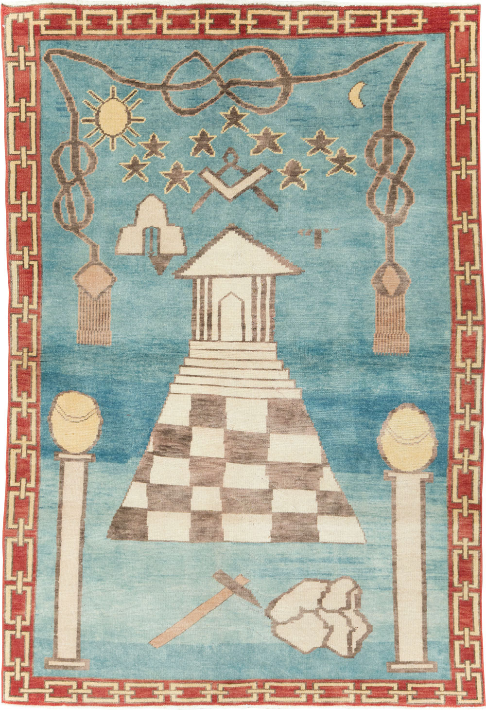 Vintage Turkish Art Deco Style Accent Rug, No.29570 - Galerie Shabab