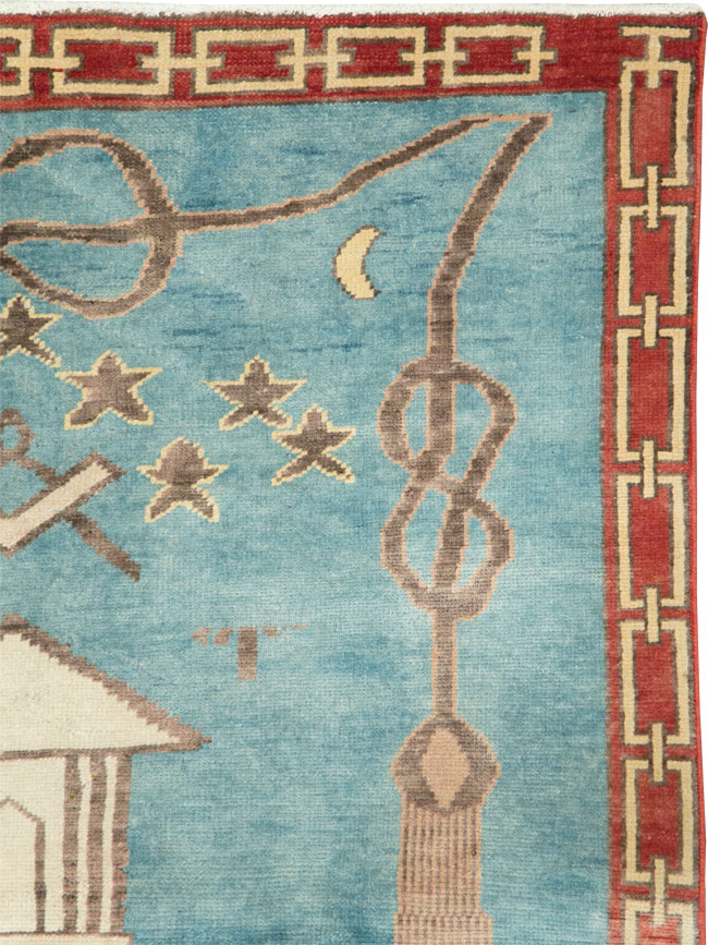 Vintage Turkish Art Deco Style Accent Rug, No.29570 - Galerie Shabab
