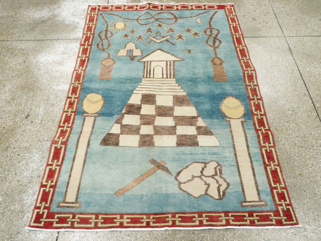 Vintage Turkish Art Deco Style Accent Rug, No.29570 - Galerie Shabab