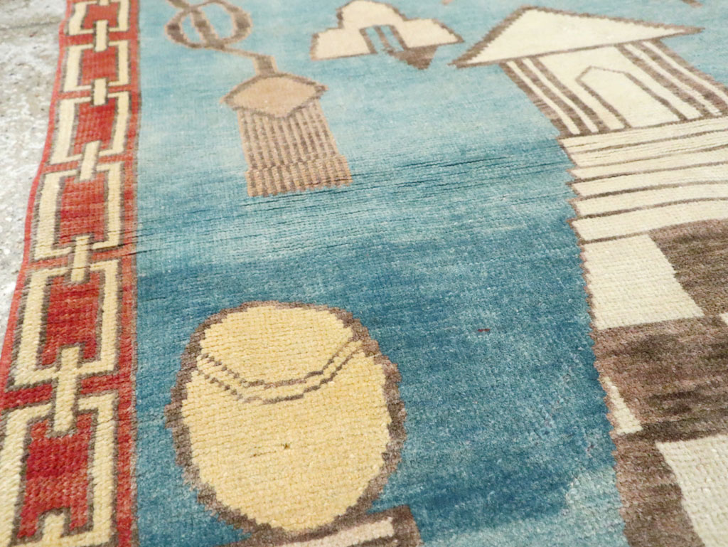Vintage Turkish Art Deco Style Accent Rug, No.29570 - Galerie Shabab