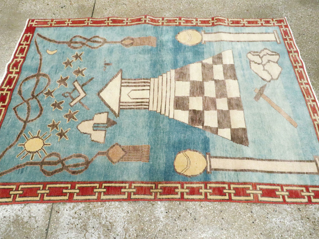 Vintage Turkish Art Deco Style Accent Rug, No.29570 - Galerie Shabab