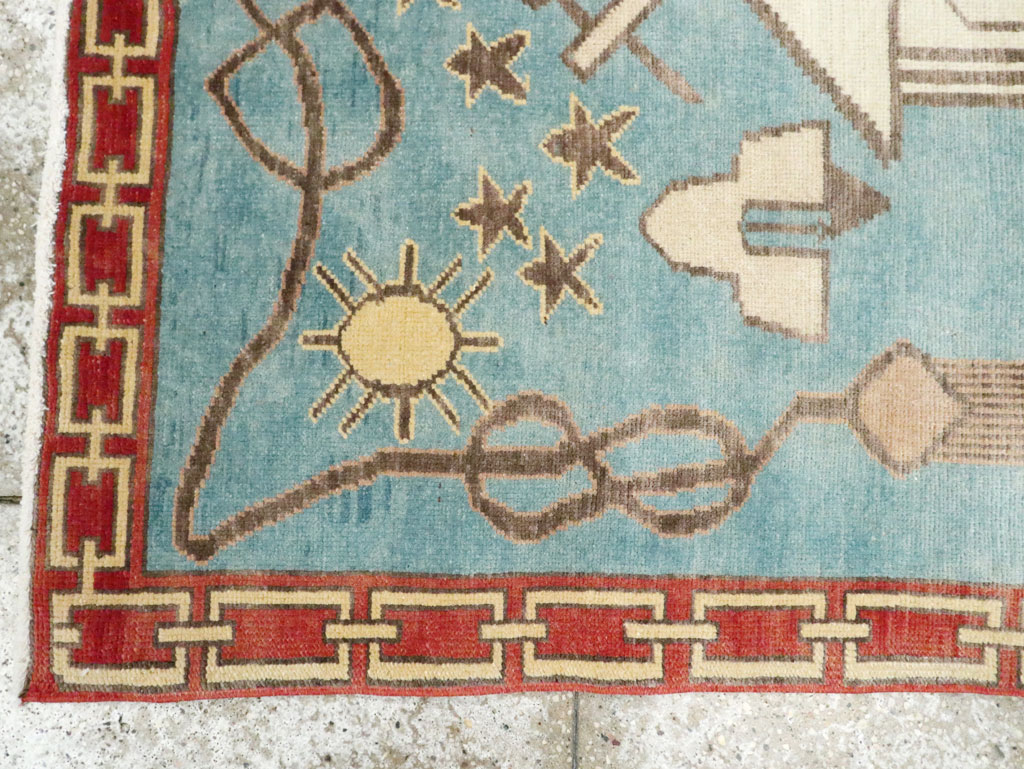 Vintage Turkish Art Deco Style Accent Rug, No.29570 - Galerie Shabab