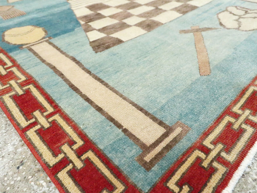 Vintage Turkish Art Deco Style Accent Rug, No.29570 - Galerie Shabab