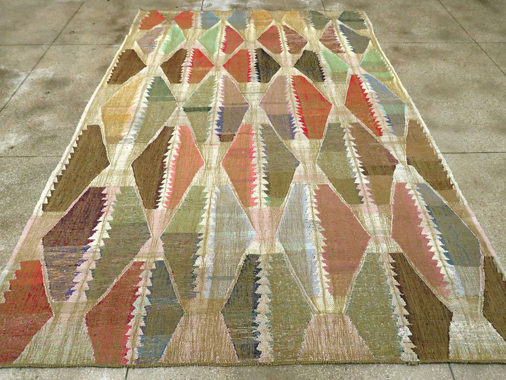 Contemporary Turkish Flatweave Kilim Room Size Carpet, No.29574 - Galerie Shabab