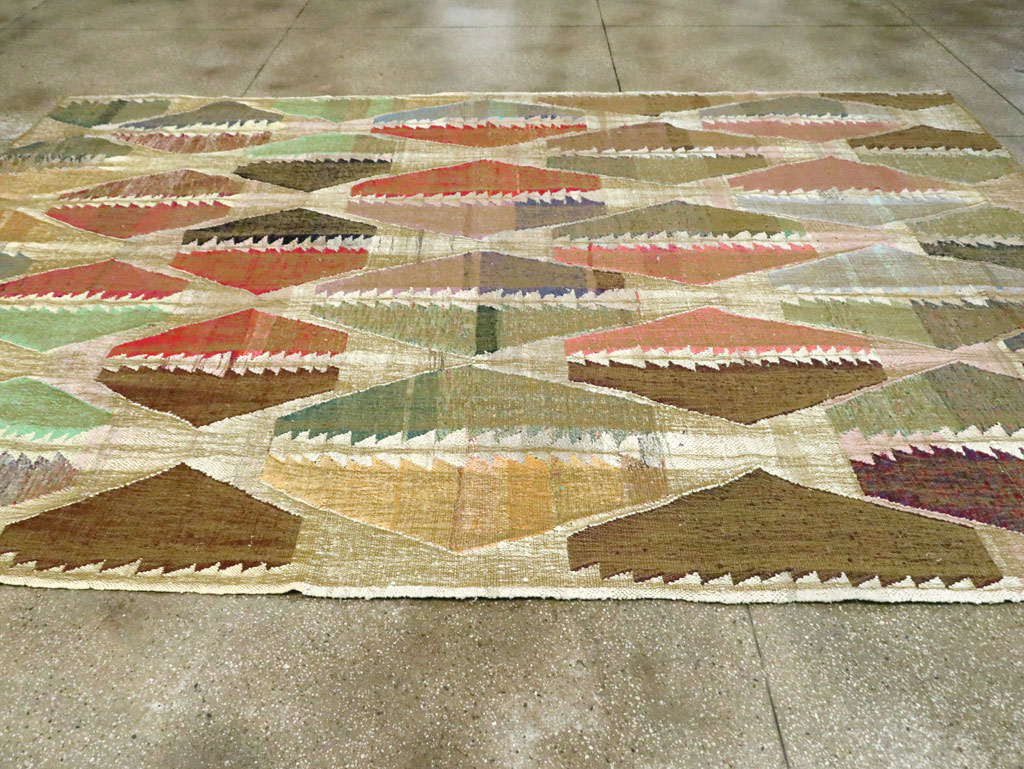 Contemporary Turkish Flatweave Kilim Room Size Carpet, No.29574 - Galerie Shabab