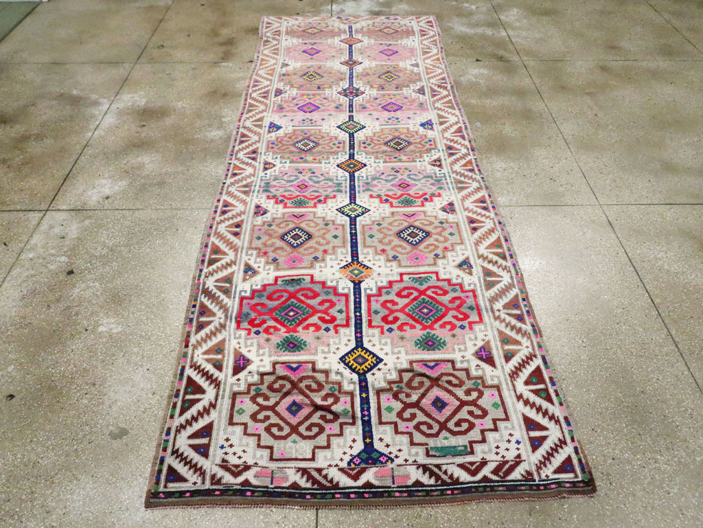 Vintage Turkish Anatolian Wide Gallery Runner, No.29578 - Galerie Shabab