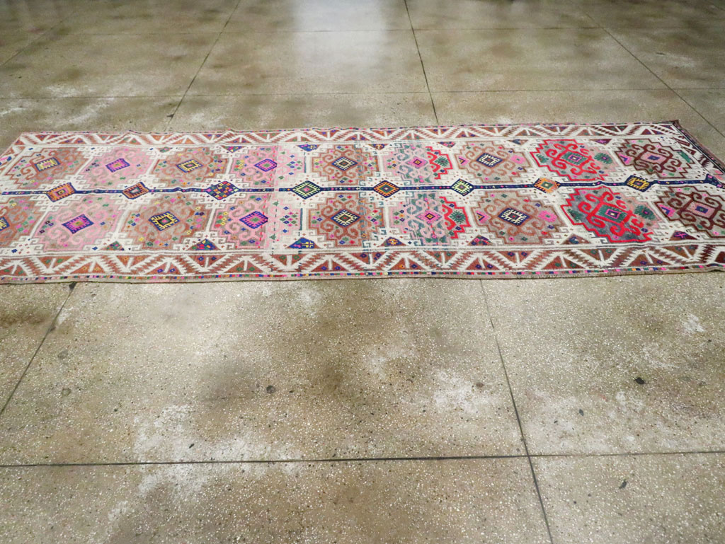 Vintage Turkish Anatolian Wide Gallery Runner, No.29578 - Galerie Shabab