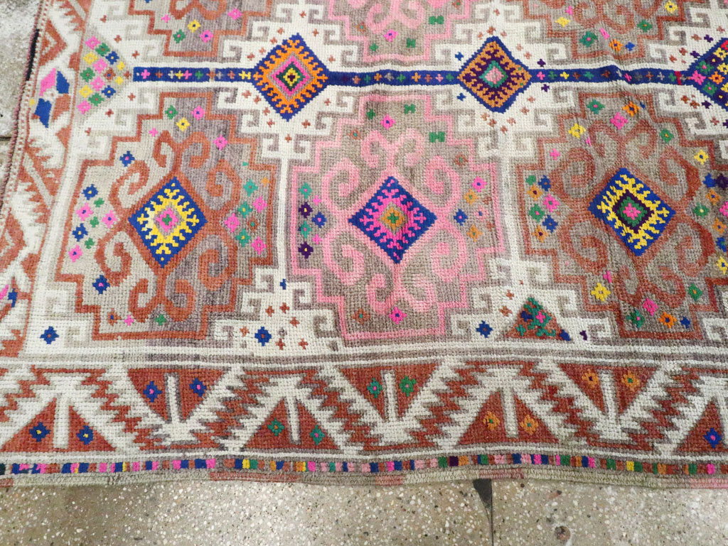 Vintage Turkish Anatolian Wide Gallery Runner, No.29578 - Galerie Shabab