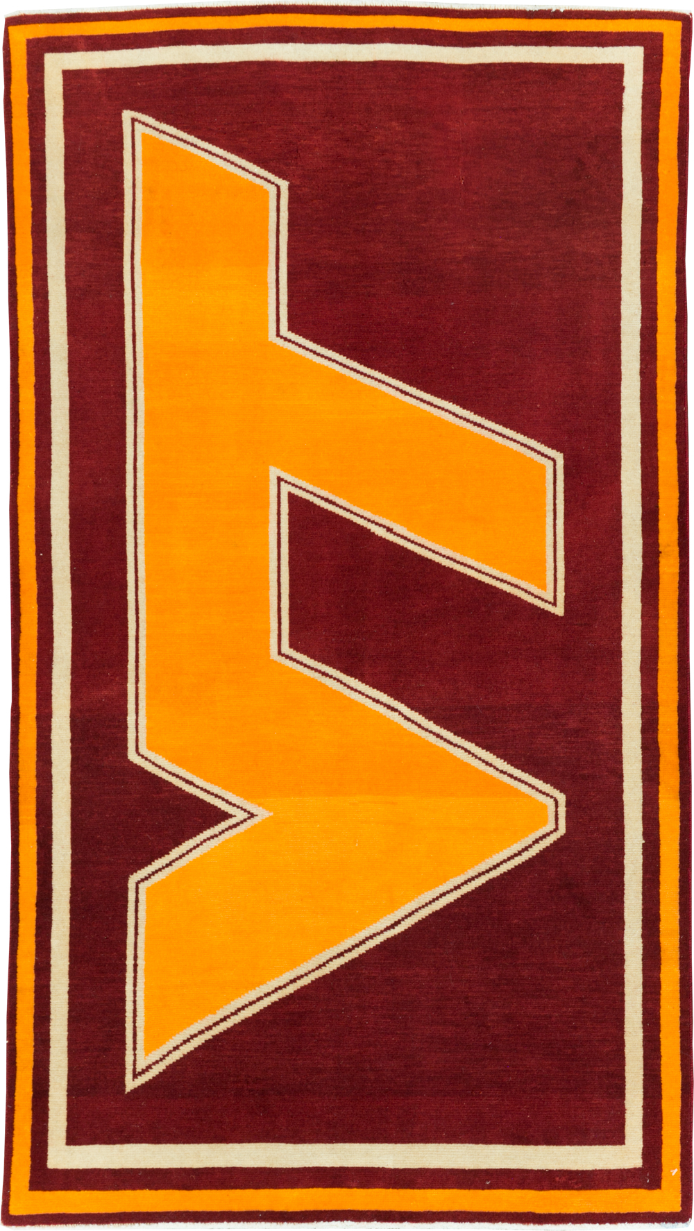 Vintage Persian Tabriz Throw Rug With Virginia Tech Logo (Pair: 1 of 2), No.29585 - Galerie Shabab