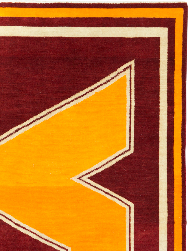 Vintage Persian Tabriz Throw Rug With Virginia Tech Logo (Pair: 1 of 2), No.29585 - Galerie Shabab