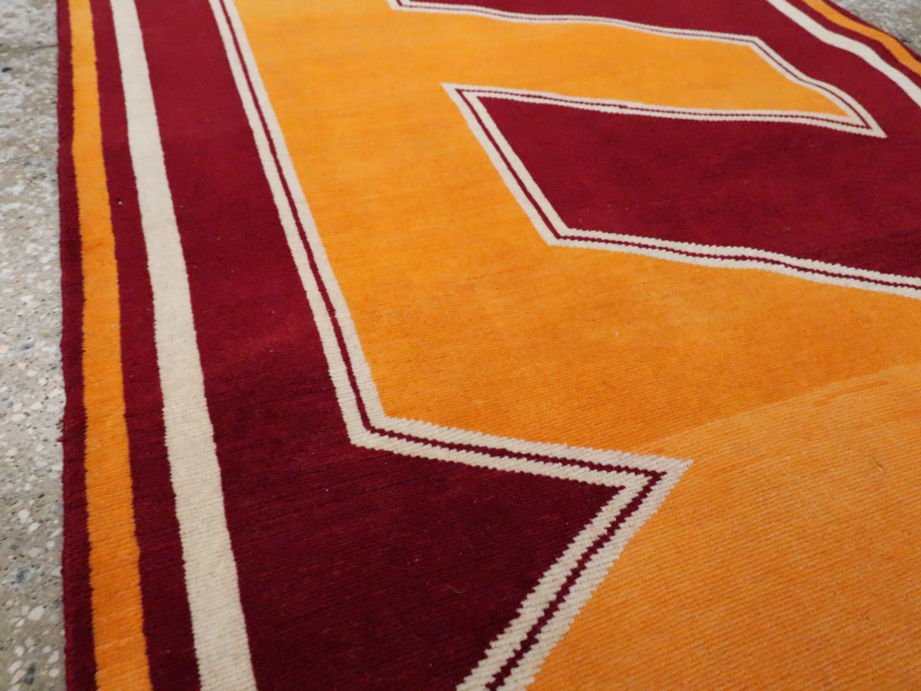 Vintage Persian Tabriz Throw Rug With Virginia Tech Logo (Pair: 1 of 2), No.29585 - Galerie Shabab
