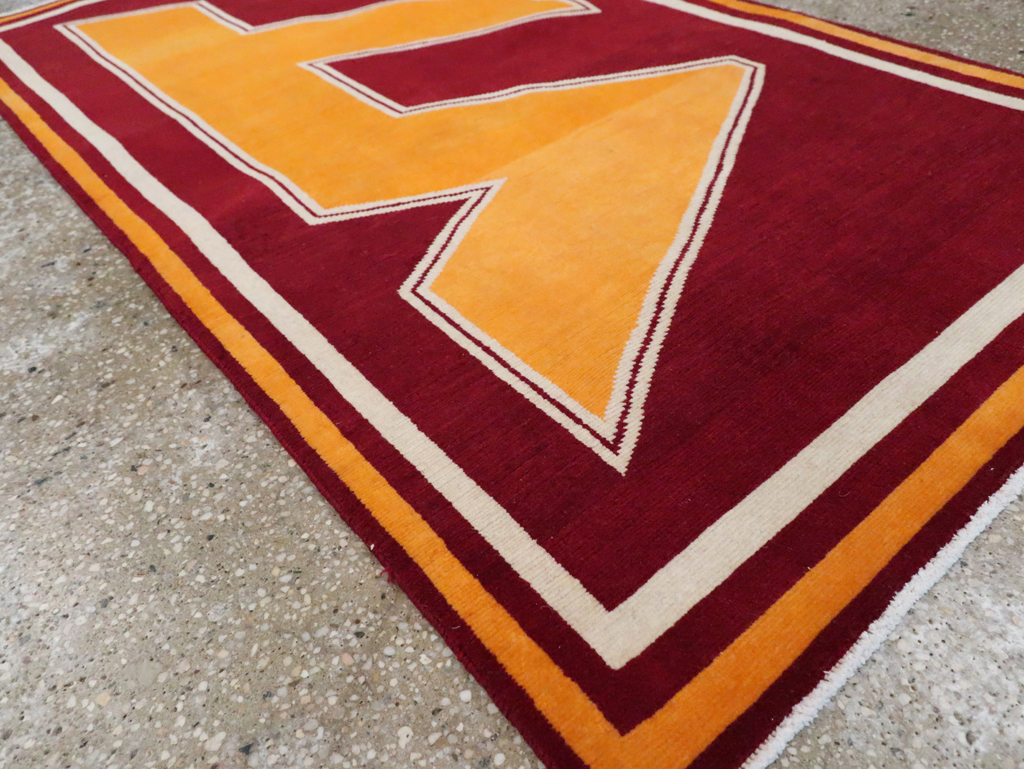 Vintage Persian Tabriz Throw Rug With Virginia Tech Logo (Pair: 1 of 2), No.29585 - Galerie Shabab