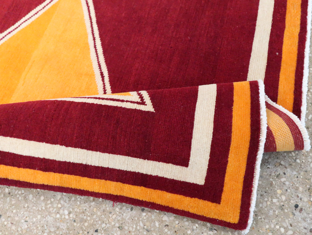 Vintage Persian Tabriz Throw Rug With Virginia Tech Logo (Pair: 1 of 2), No.29585 - Galerie Shabab