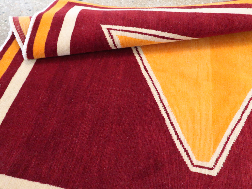 Vintage Persian Tabriz Throw Rug With Virginia Tech Logo (Pair: 1 of 2), No.29585 - Galerie Shabab