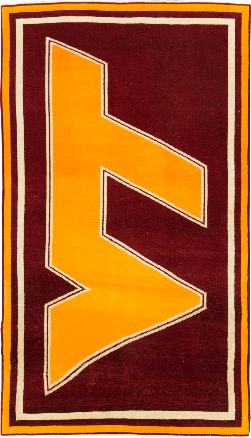 Vintage Persian Tabriz Throw Rug With Virginia Tech Logo (Pair: 2 of 2), No.29586 - Galerie Shabab