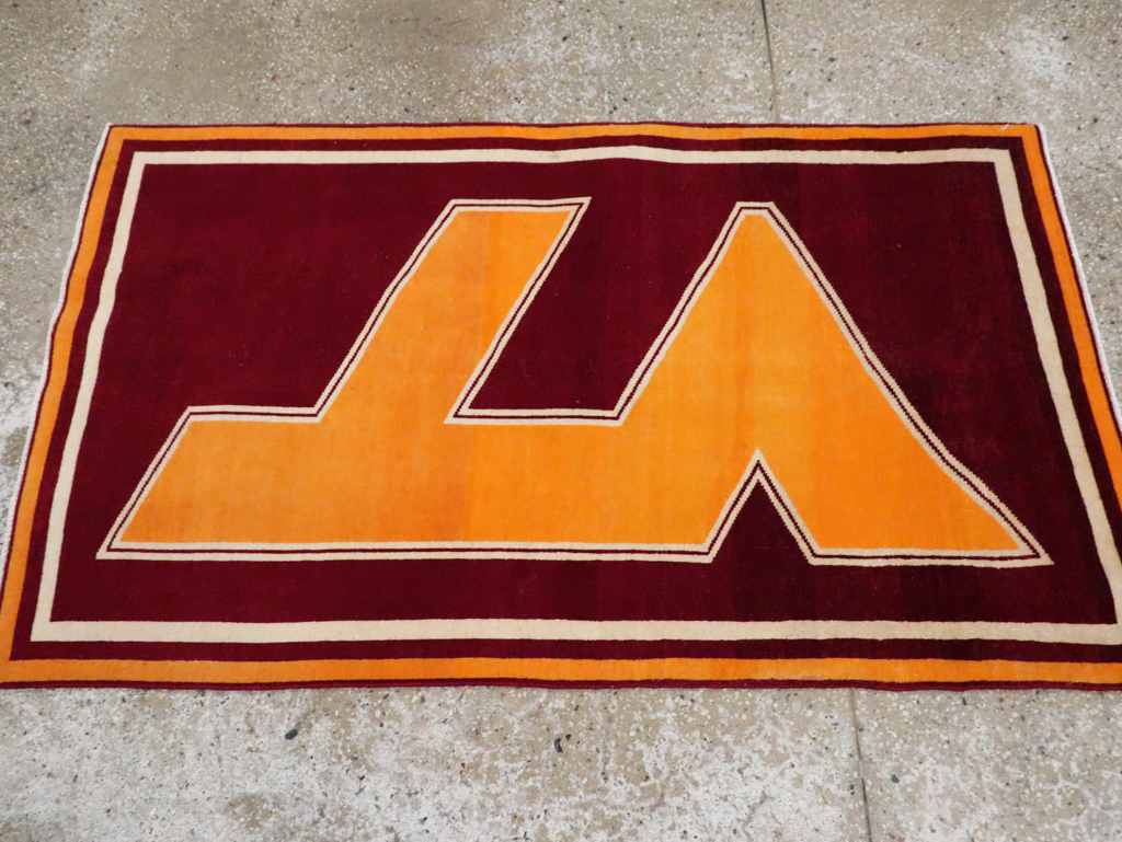 Vintage Persian Tabriz Throw Rug With Virginia Tech Logo (Pair: 2 of 2), No.29586 - Galerie Shabab