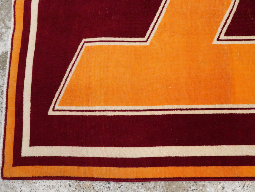 Vintage Persian Tabriz Throw Rug With Virginia Tech Logo (Pair: 2 of 2), No.29586 - Galerie Shabab