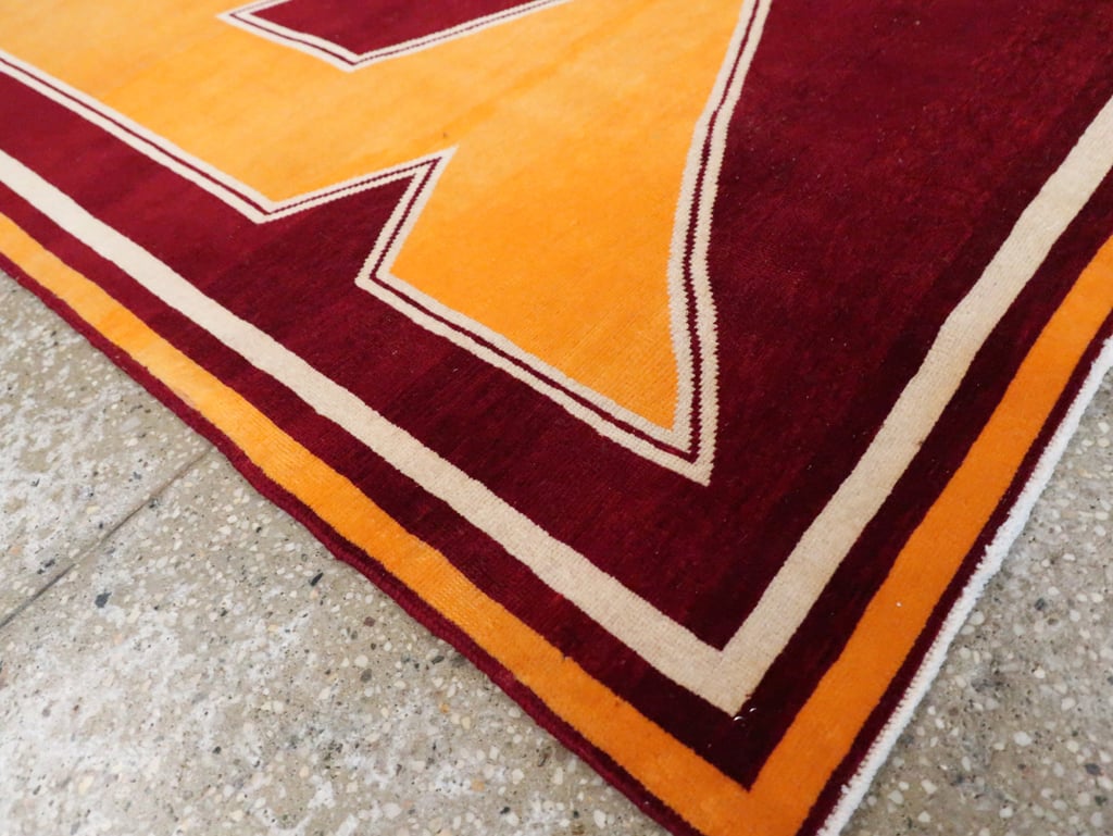 Vintage Persian Tabriz Throw Rug With Virginia Tech Logo (Pair: 2 of 2), No.29586 - Galerie Shabab