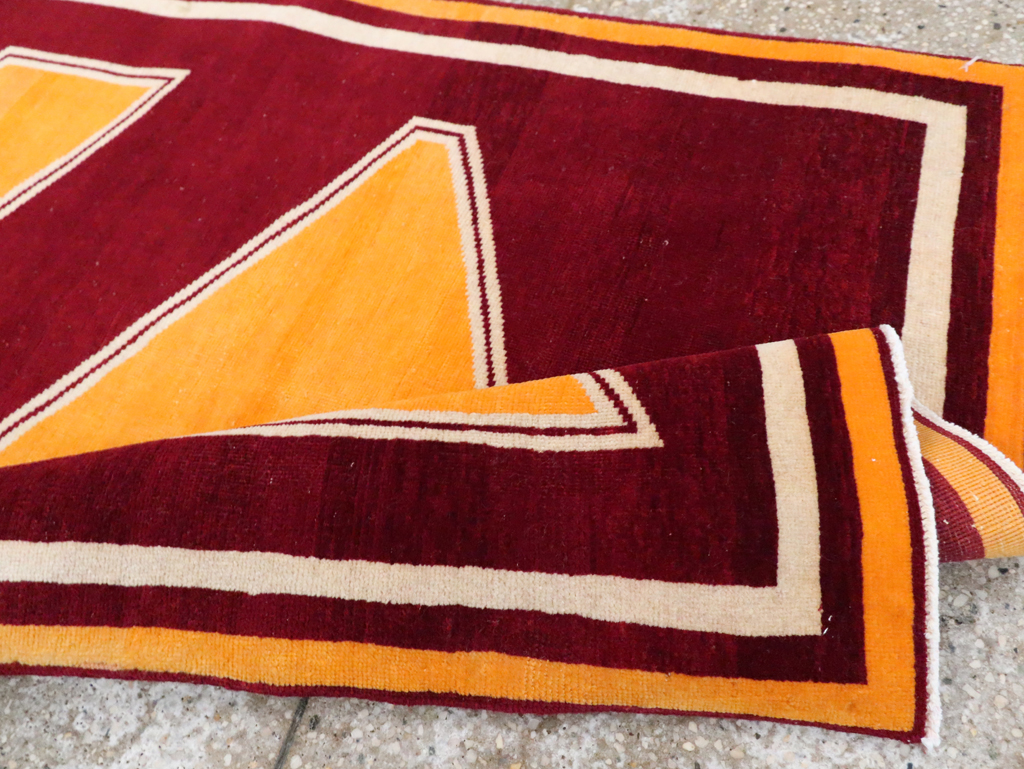 Vintage Persian Tabriz Throw Rug With Virginia Tech Logo (Pair: 2 of 2), No.29586 - Galerie Shabab