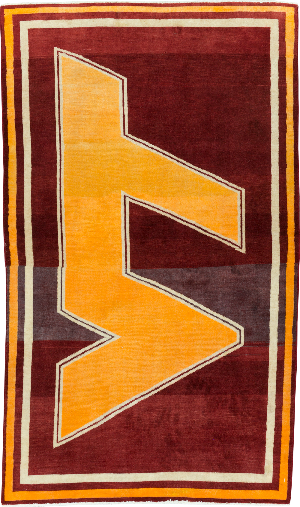 Vintage Persian Tabriz Throw Rug With Virginia Tech Logo (Pair: 1 of 2), No.29587 - Galerie Shabab