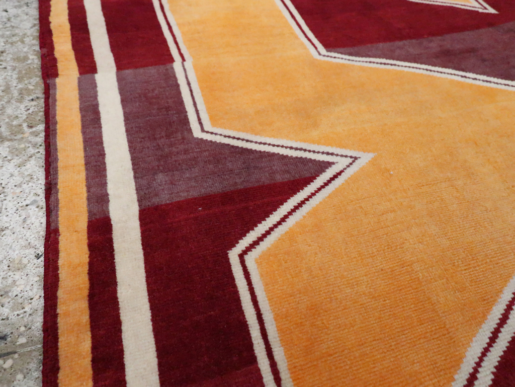 Vintage Persian Tabriz Throw Rug With Virginia Tech Logo (Pair: 1 of 2), No.29587 - Galerie Shabab