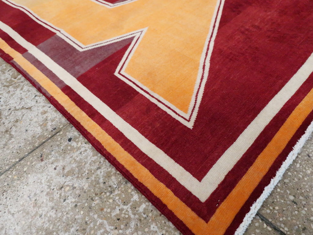 Vintage Persian Tabriz Throw Rug With Virginia Tech Logo (Pair: 1 of 2), No.29587 - Galerie Shabab
