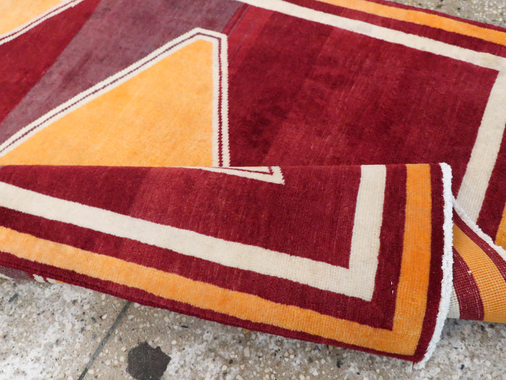 Vintage Persian Tabriz Throw Rug With Virginia Tech Logo (Pair: 1 of 2), No.29587 - Galerie Shabab
