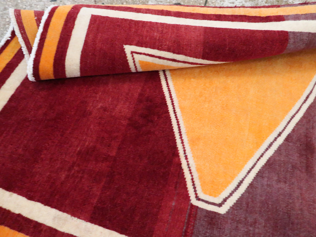 Vintage Persian Tabriz Throw Rug With Virginia Tech Logo (Pair: 1 of 2), No.29587 - Galerie Shabab