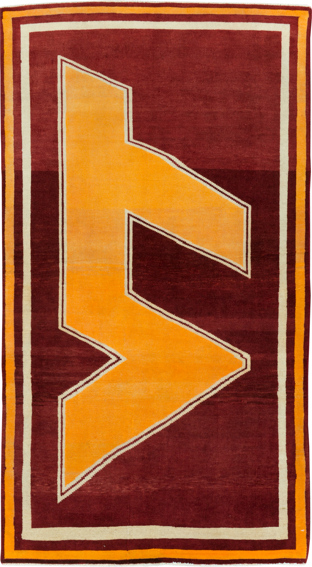 Vintage Persian Tabriz Throw Rug With Virginia Tech Logo (Pair: 2 of 2), No.29588 - Galerie Shabab