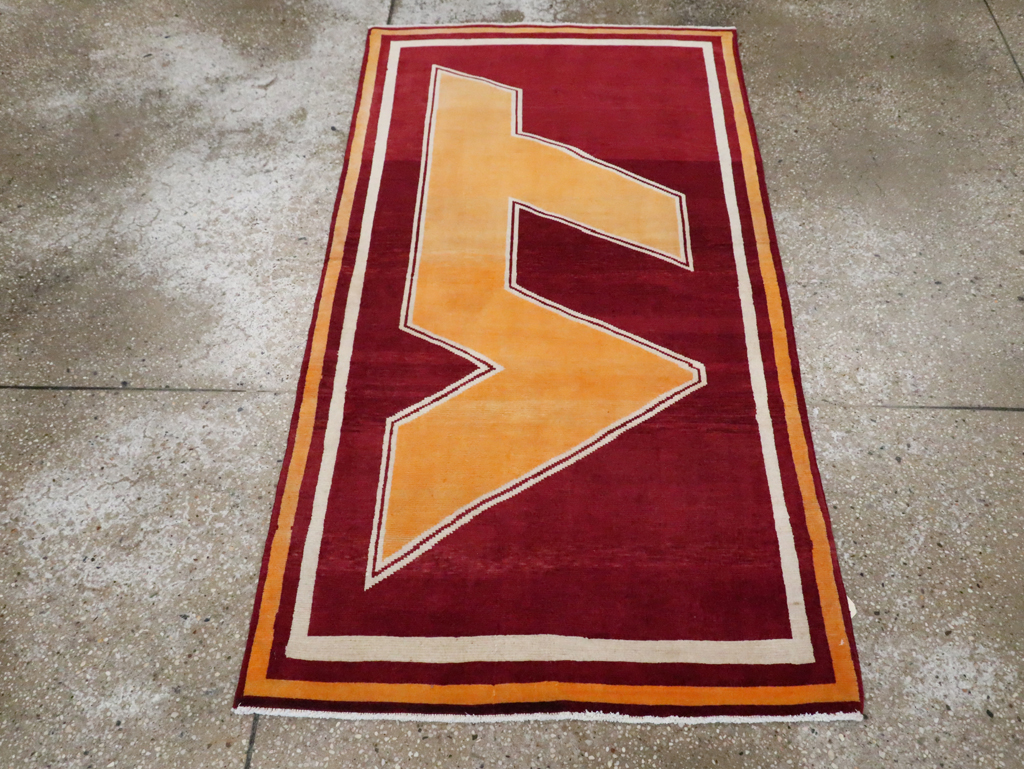 Vintage Persian Tabriz Throw Rug With Virginia Tech Logo (Pair: 2 of 2), No.29588 - Galerie Shabab