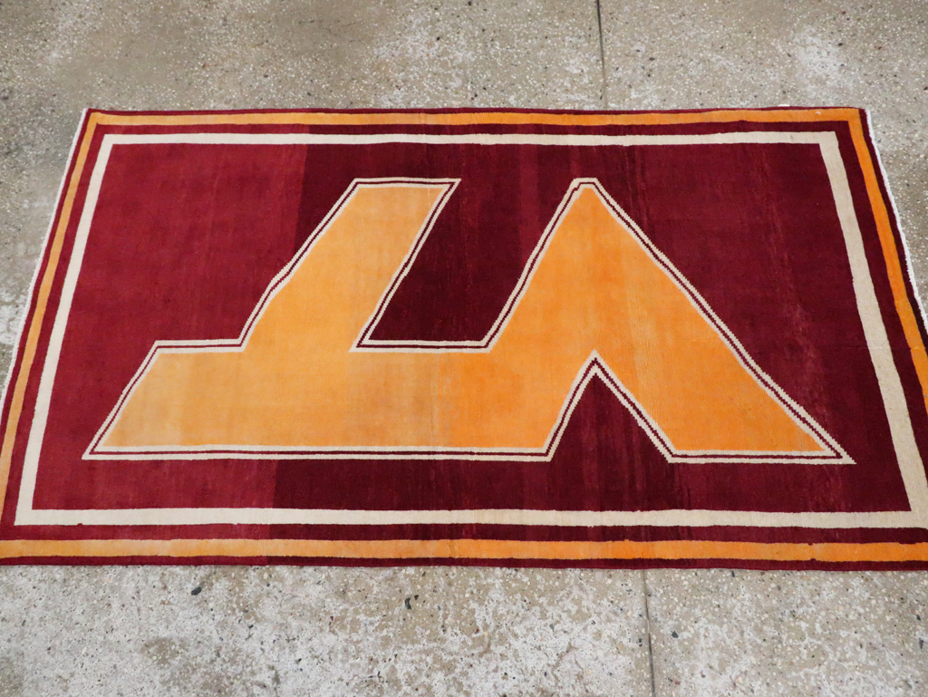 Vintage Persian Tabriz Throw Rug With Virginia Tech Logo (Pair: 2 of 2), No.29588 - Galerie Shabab