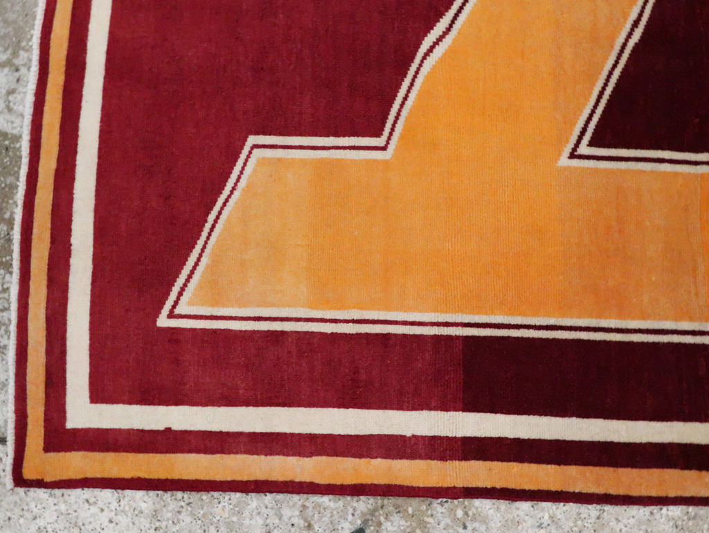 Vintage Persian Tabriz Throw Rug With Virginia Tech Logo (Pair: 2 of 2), No.29588 - Galerie Shabab