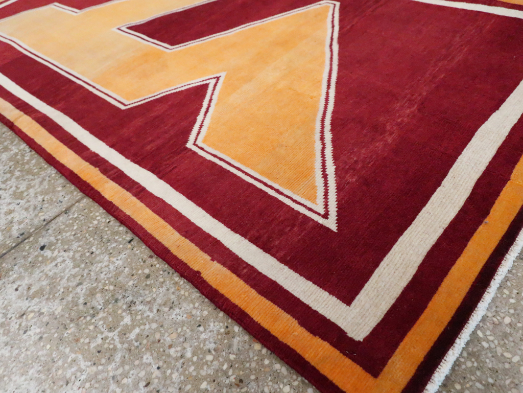 Vintage Persian Tabriz Throw Rug With Virginia Tech Logo (Pair: 2 of 2), No.29588 - Galerie Shabab