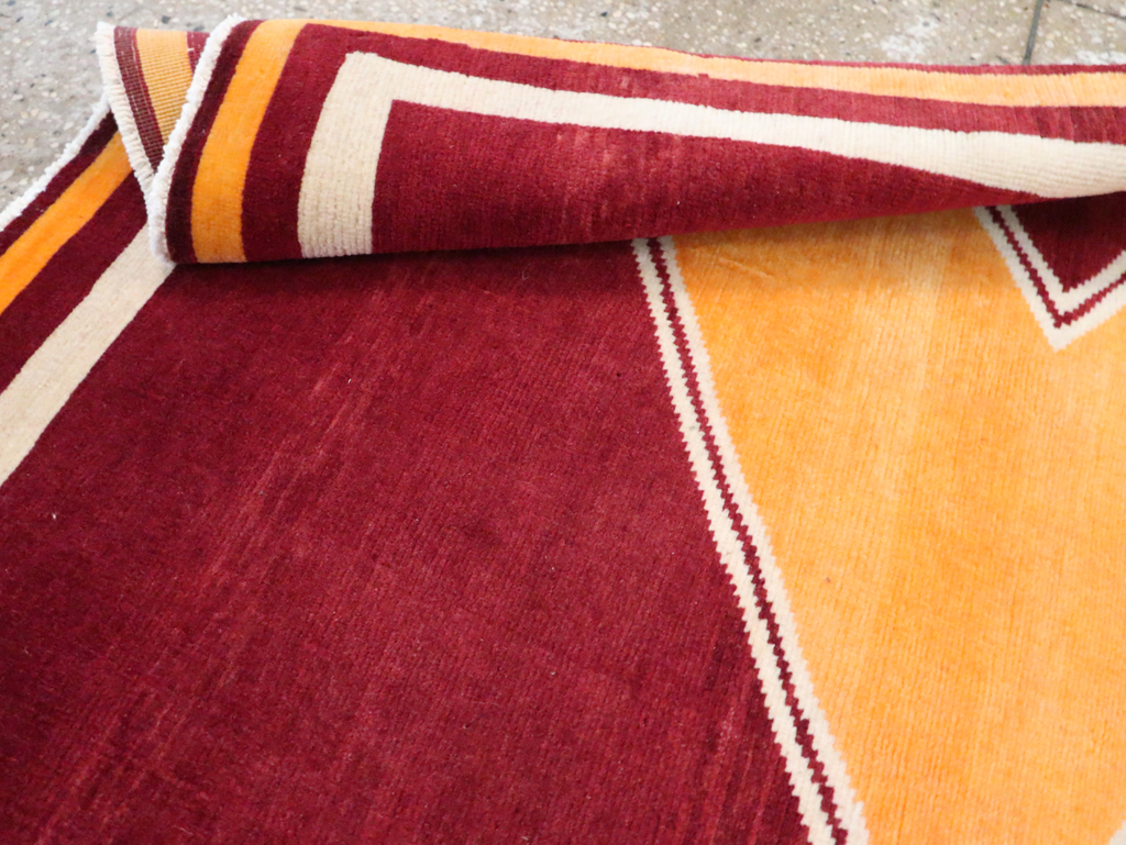 Vintage Persian Tabriz Throw Rug With Virginia Tech Logo (Pair: 2 of 2), No.29588 - Galerie Shabab
