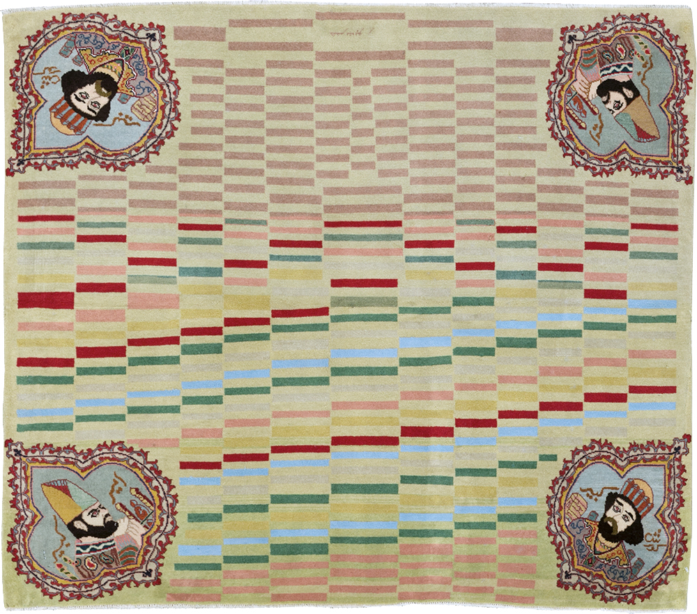 Vintage Persian Pictorial Tabriz Rug, No.29589 - Galerie Shabab